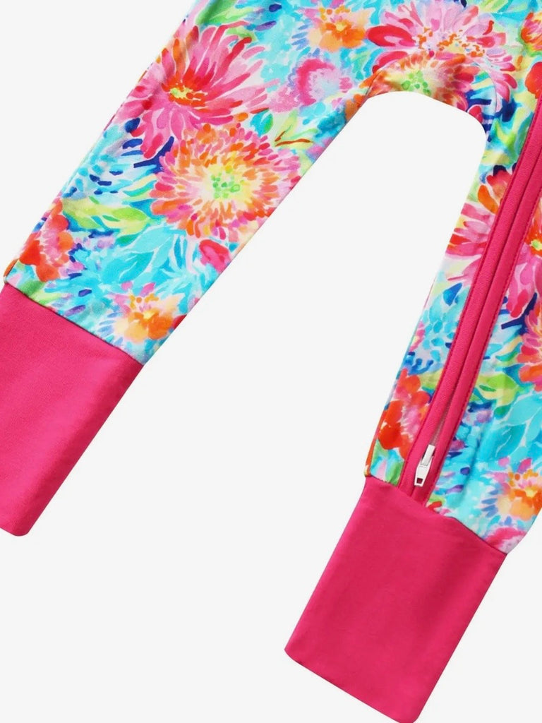 Reese Bamboo Zippy Romper - Bright Blooms