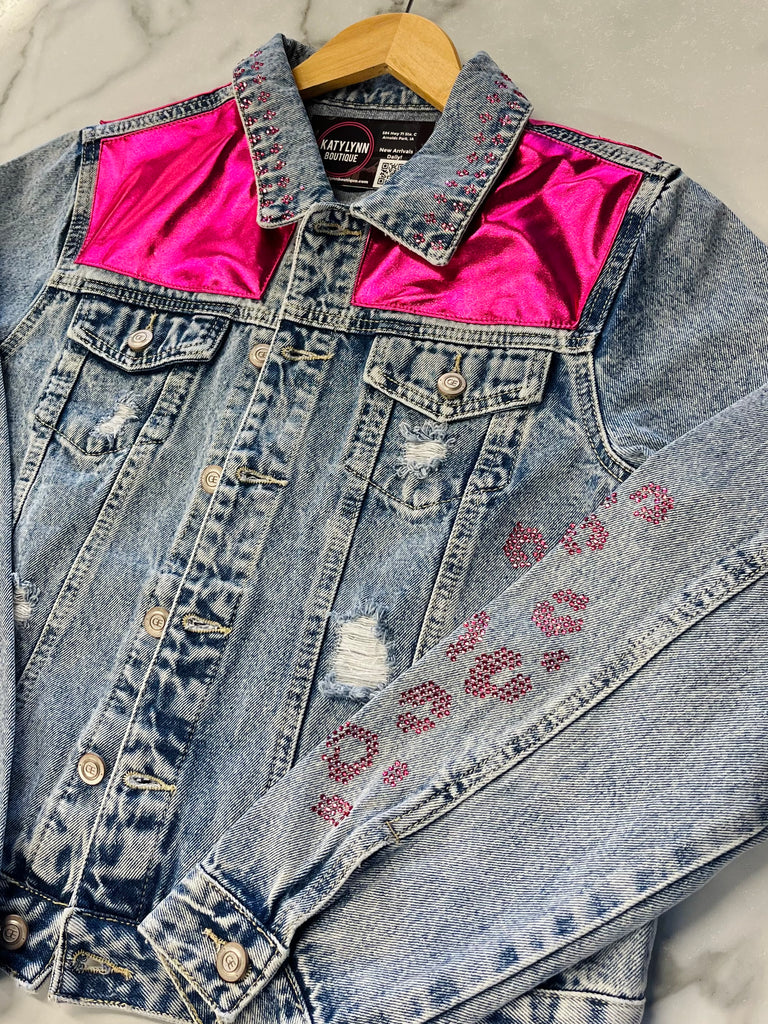 Reba Pink Rhinestone Denim Jacket
