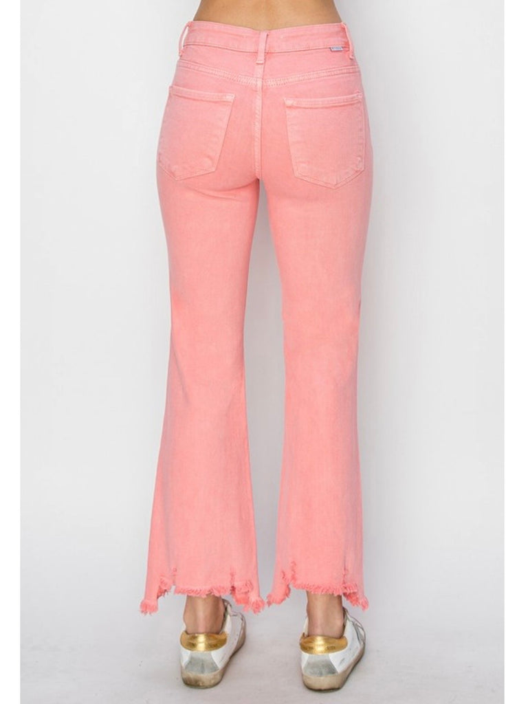 Lexie Mid-Rise Straight Step-Hem Denim - Flamingo