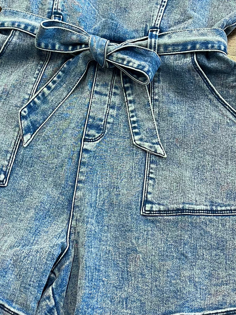 Wren Belted Denim Romper