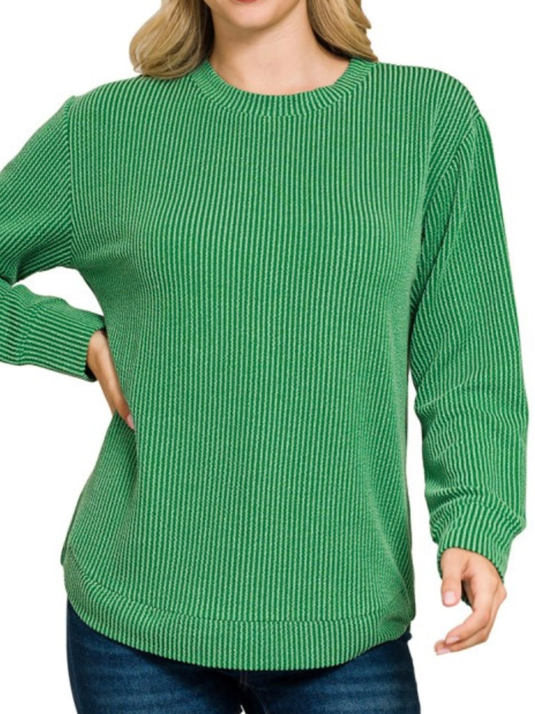 Maddie Ribbed Long Sleeve - Kelly Green