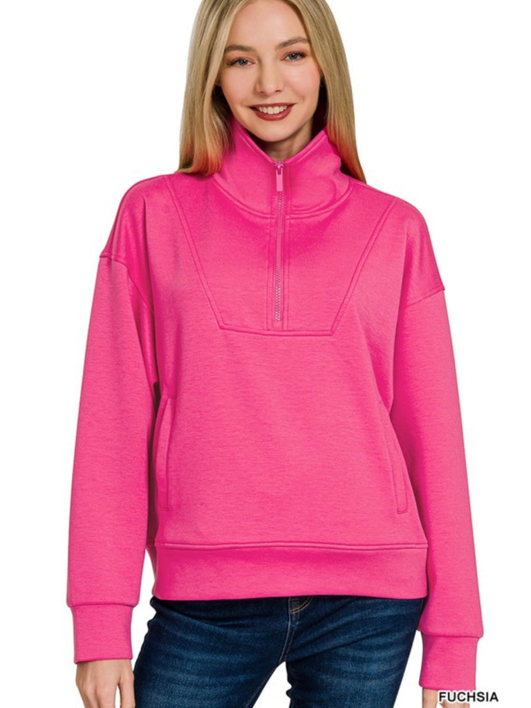 Zoey 1/4 Zip Pullover - Fuchsia
