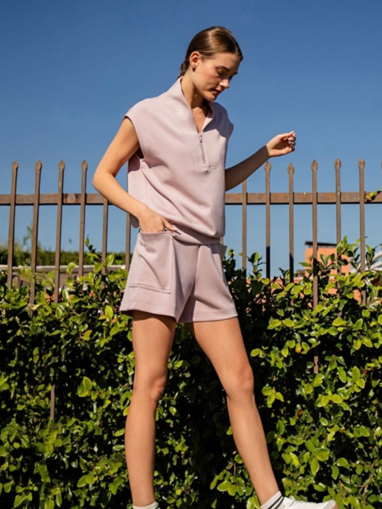 Adley Modal/Scuba 1/4 Zip - Light Mauve