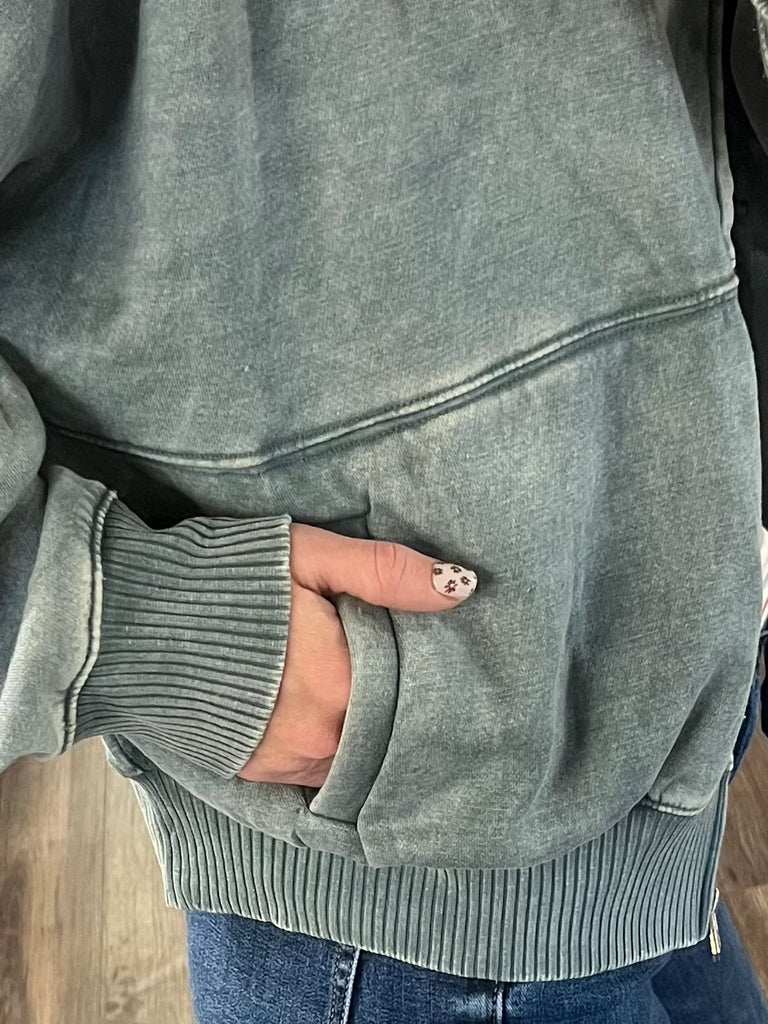 Jane Mineral Washed Bomber - Jade