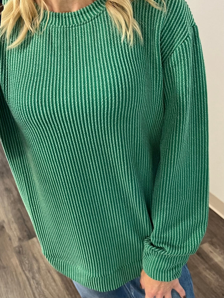 Maddie Ribbed Long Sleeve - Kelly Green
