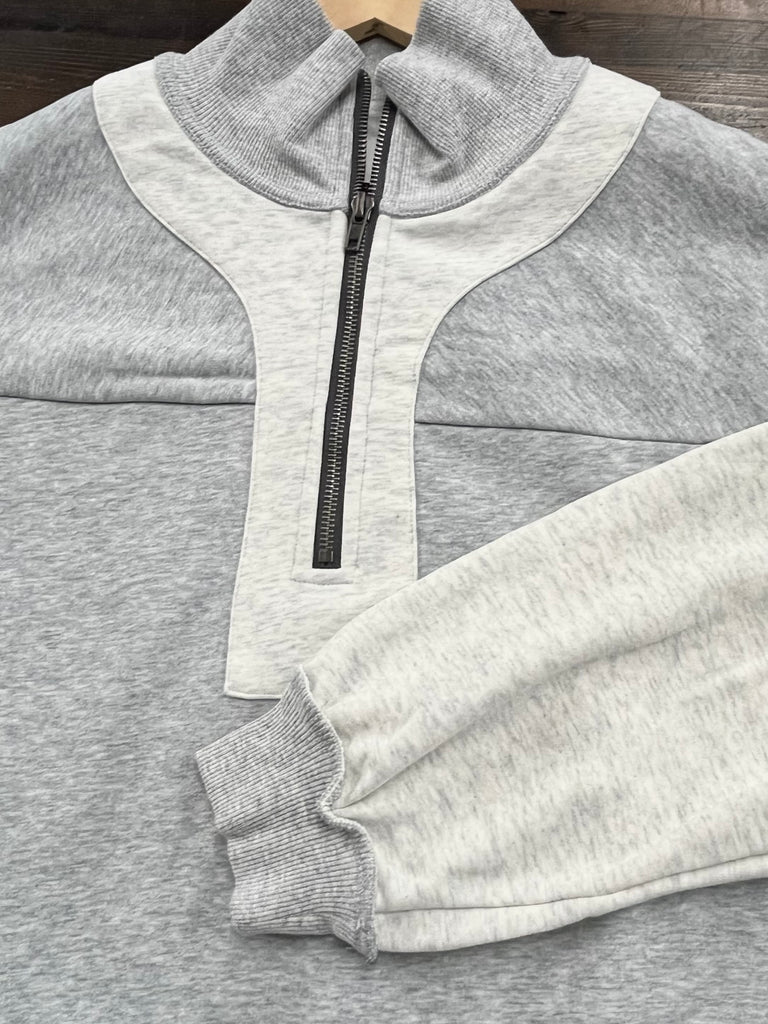 Dina Gray 1/4 Zip Pull Over