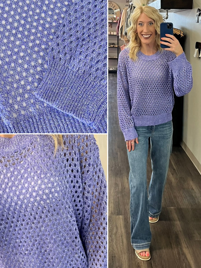 Lou Metallic Crochet Top