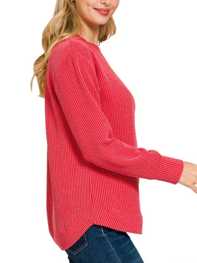 Maddie Ribbed Long Sleeve - Red