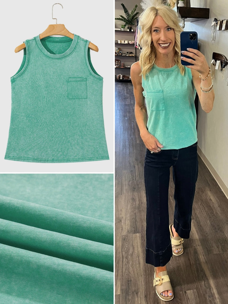 Hazel Mineral Wash Tank - Sea Green