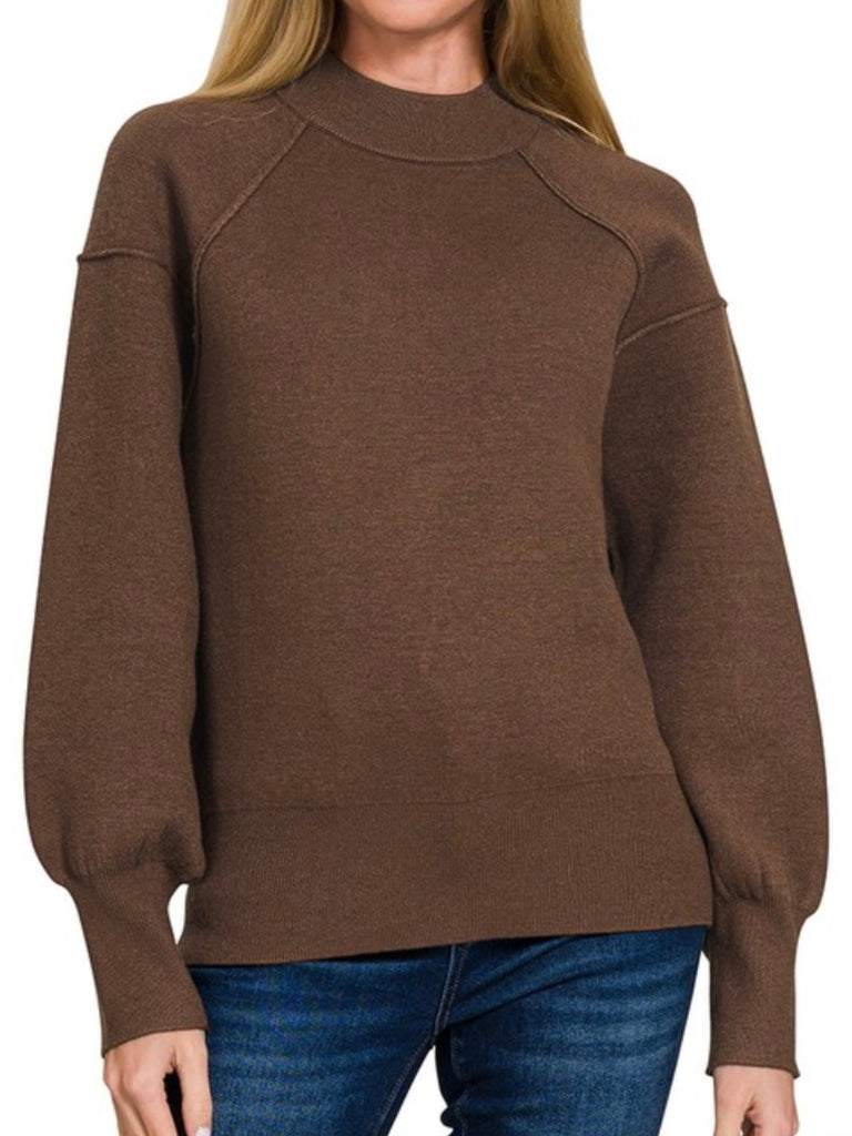 Margo Puff Sleeve Sweater - Brown