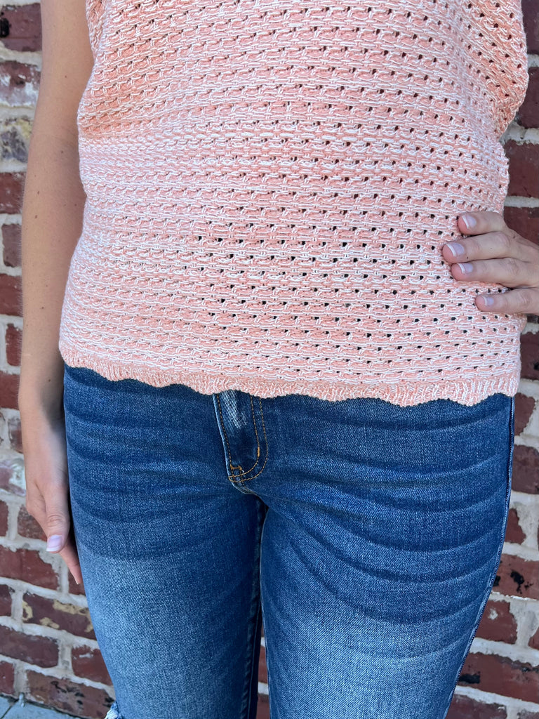 Vaeda Crochet Tank - Peach