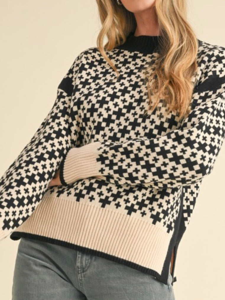 Dylan Cross Sweater - Black