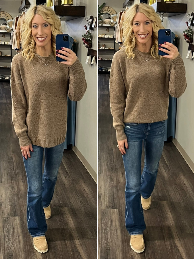 Courtney Speckle Knit Sweater - Mocha