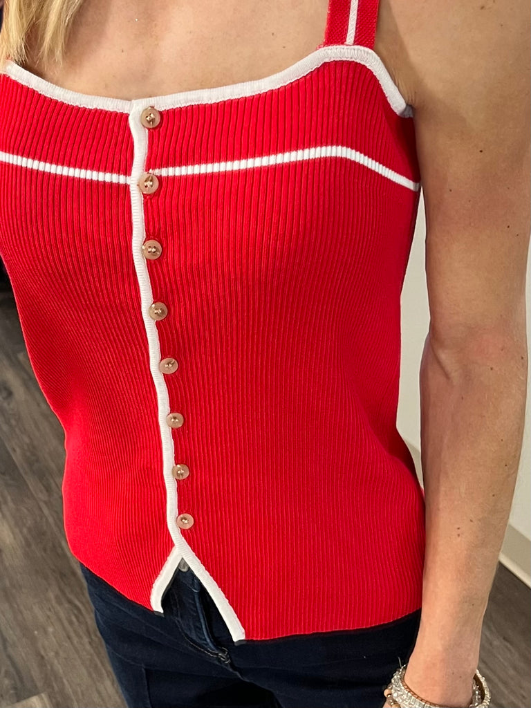 Nora Ribbed Button Tank