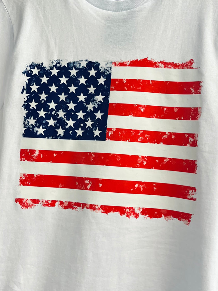 Kendra American Flag Tee -White