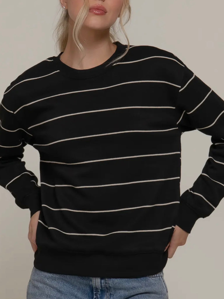 Mckinlee Striped Crewneck - Black/Ivory