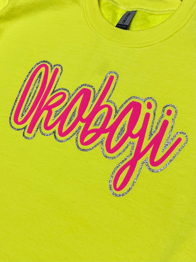 Okoboji Neon Yellow/Pink Glam Crewneck