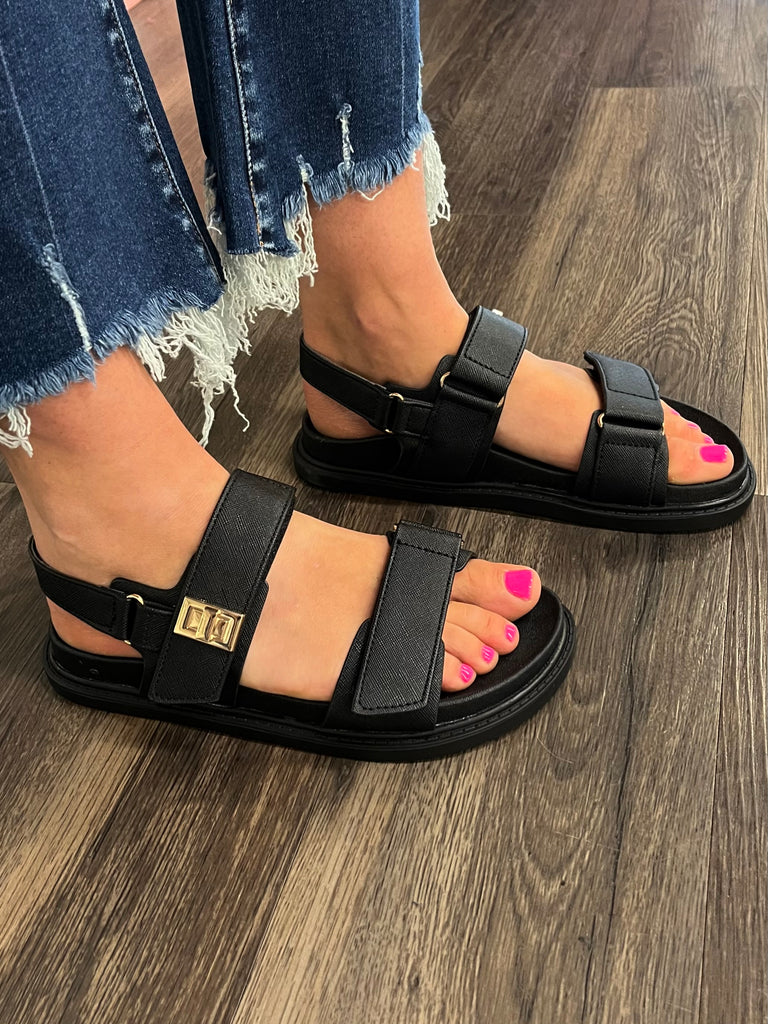 Mayara Black Velcro Sandals