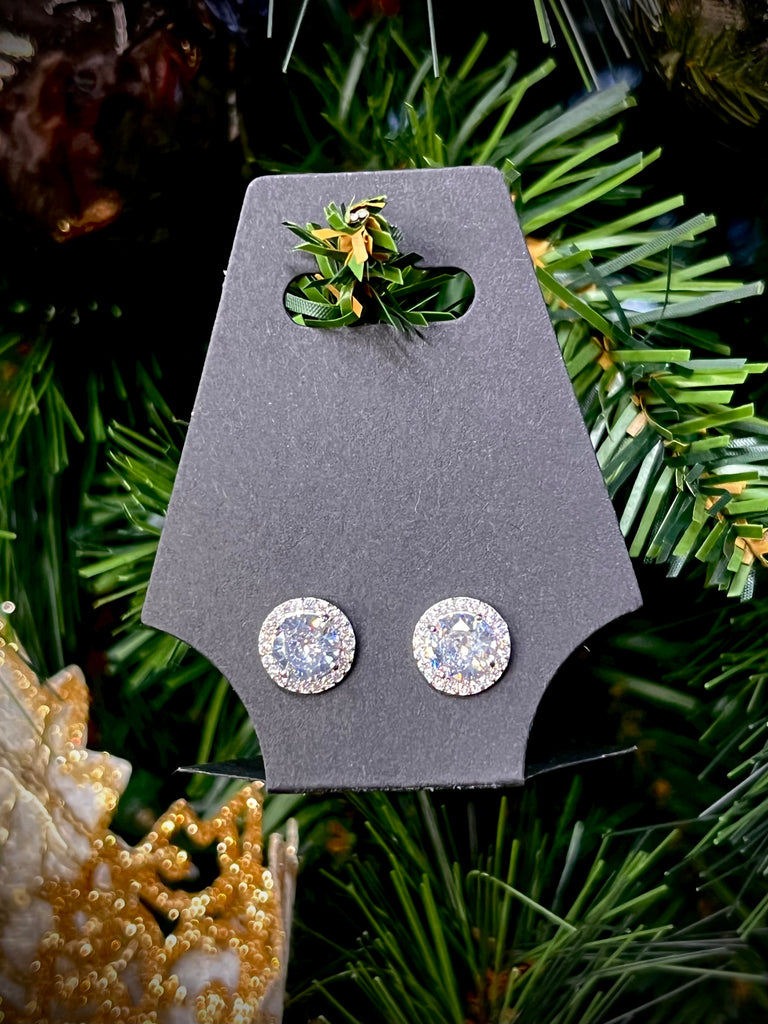 Allie Glam Halo Stud Earrings - Silver