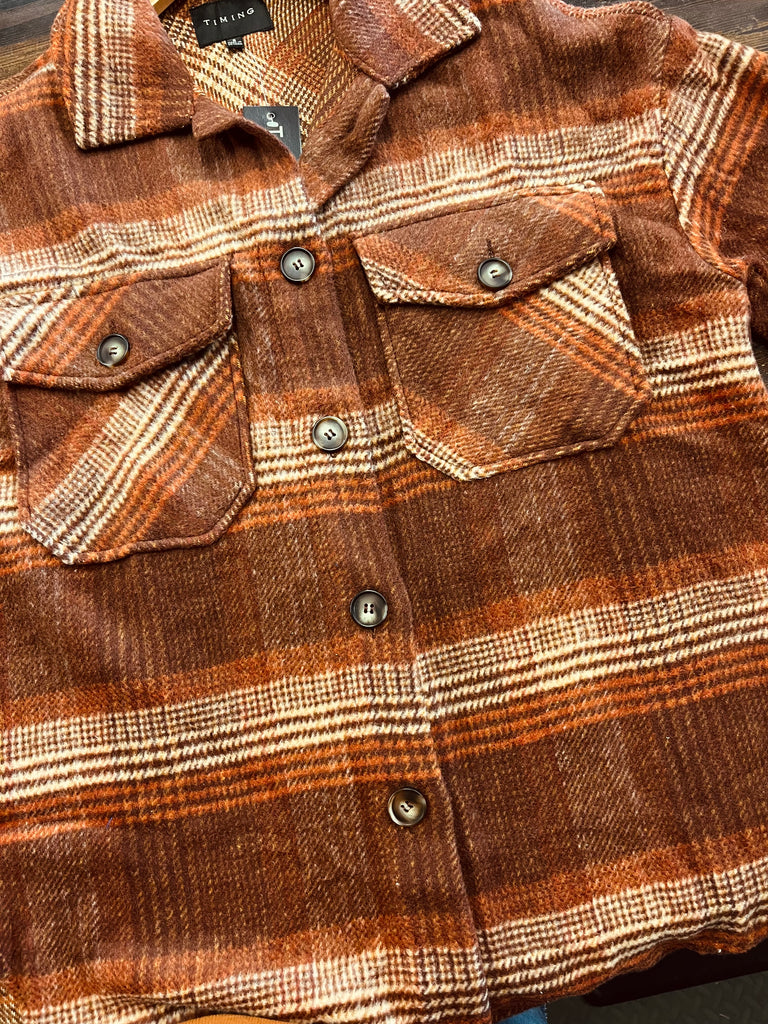 Marissa Plaid Shacket - Rust/Cream