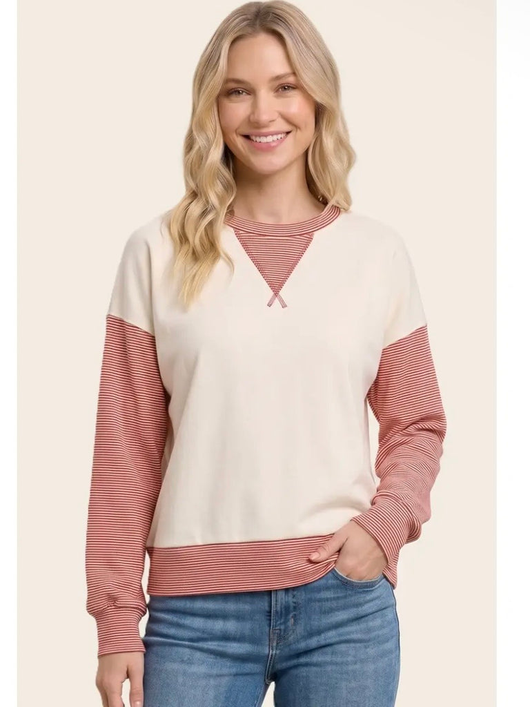 Hanna Contrast Long Sleeve - Rust