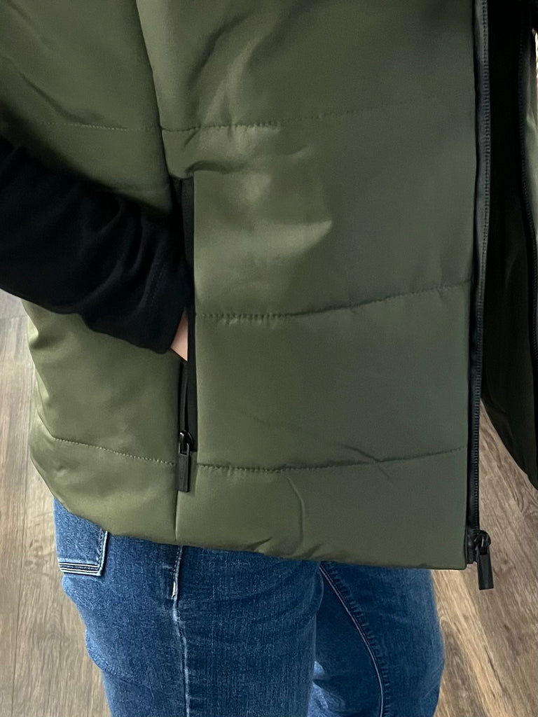 Chris Contrast Accent Vest - Olive/Black