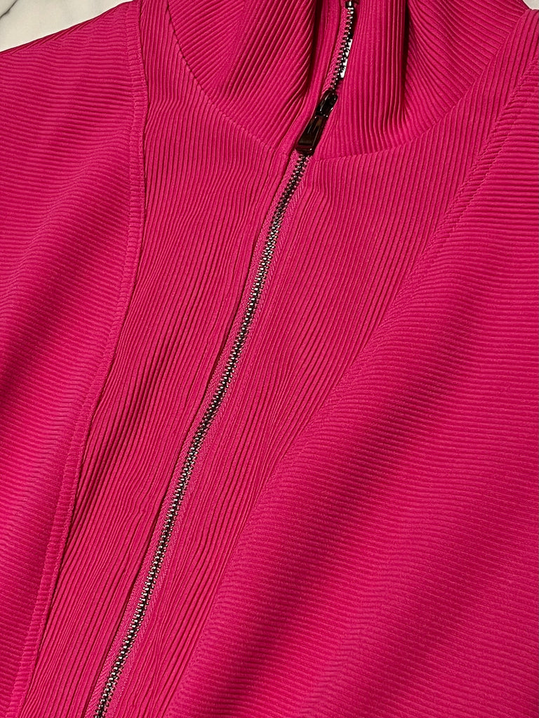 Mackenzie 1/4 Zip Ribbed Romper - Fuchsia