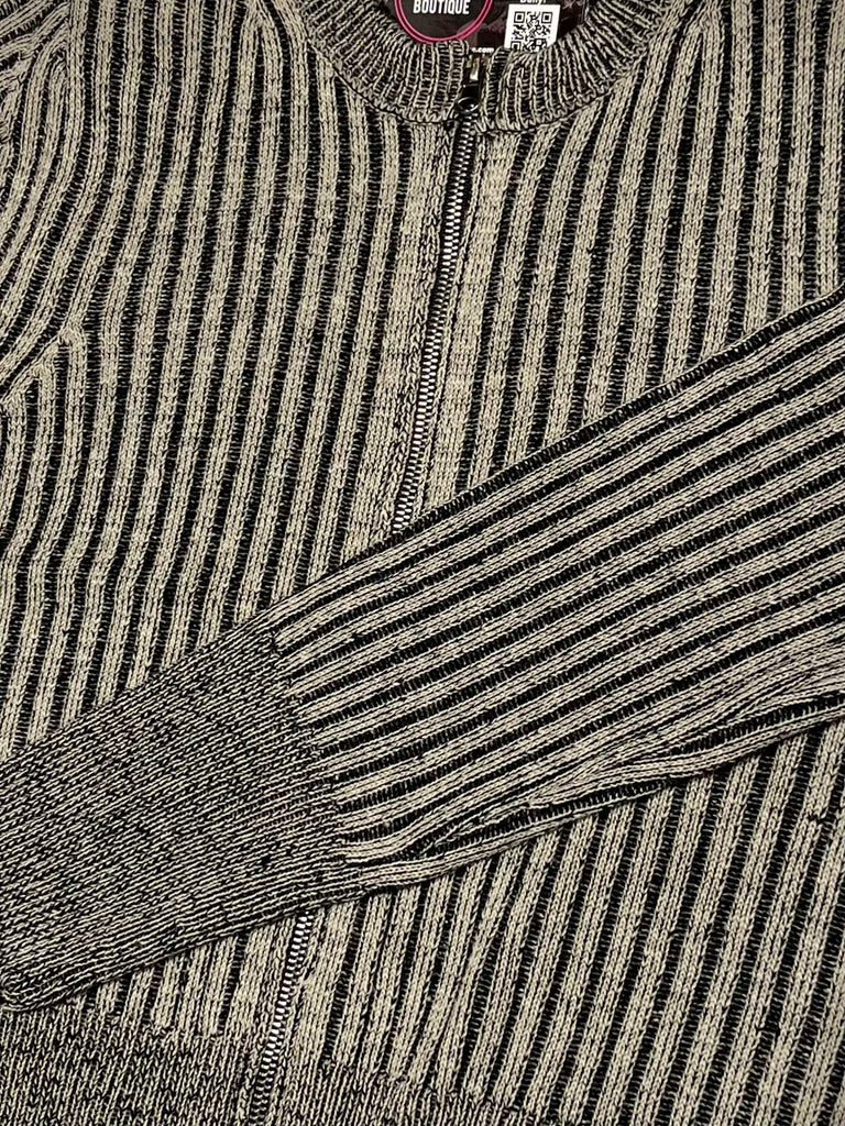 Jenna 2-Tone Ribbed Sweater - Charcoal