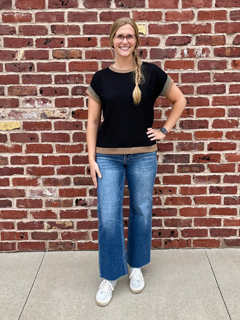 Madison Black Top w/ Green/Brown Accent