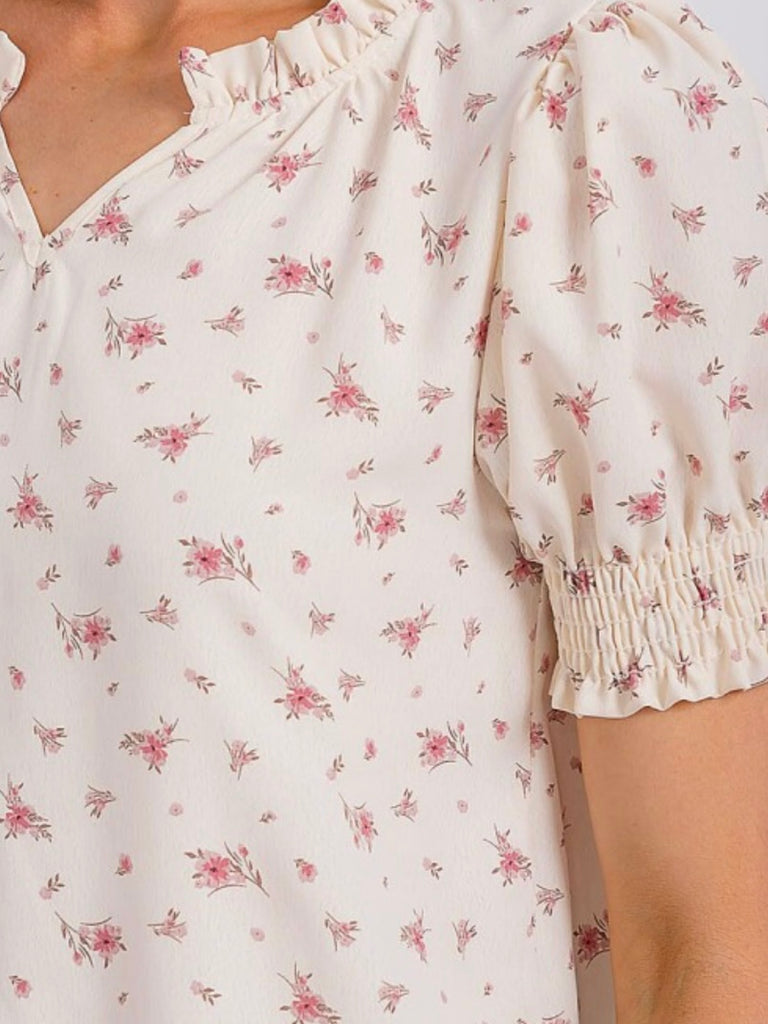 Lexi Smocked Sleeve Blouse - Floral
