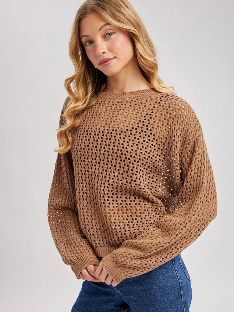 Jane Open Knit Sweater - Mocha