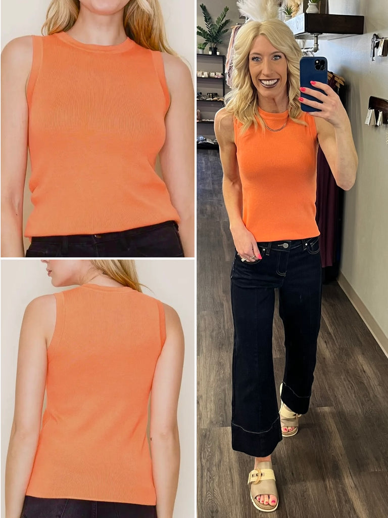 Cassie Orange Sweater Tank