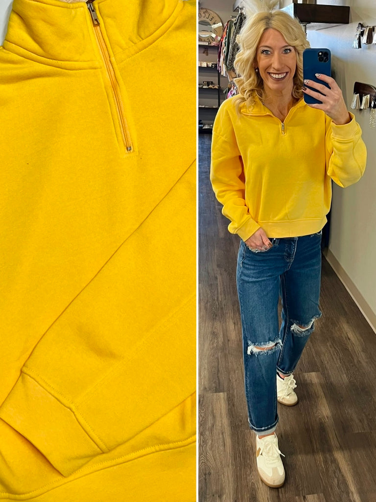 Keri So-Soft 1/4 Zip Sweatshirt - Lemon