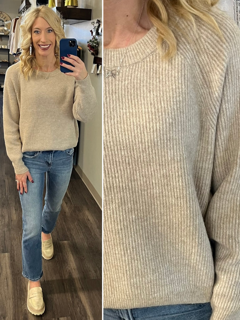 Gwen Perfect Ribbed Sweater - Taupe