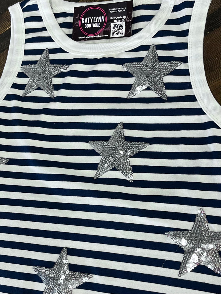 Miley Navy Striped Star Tank