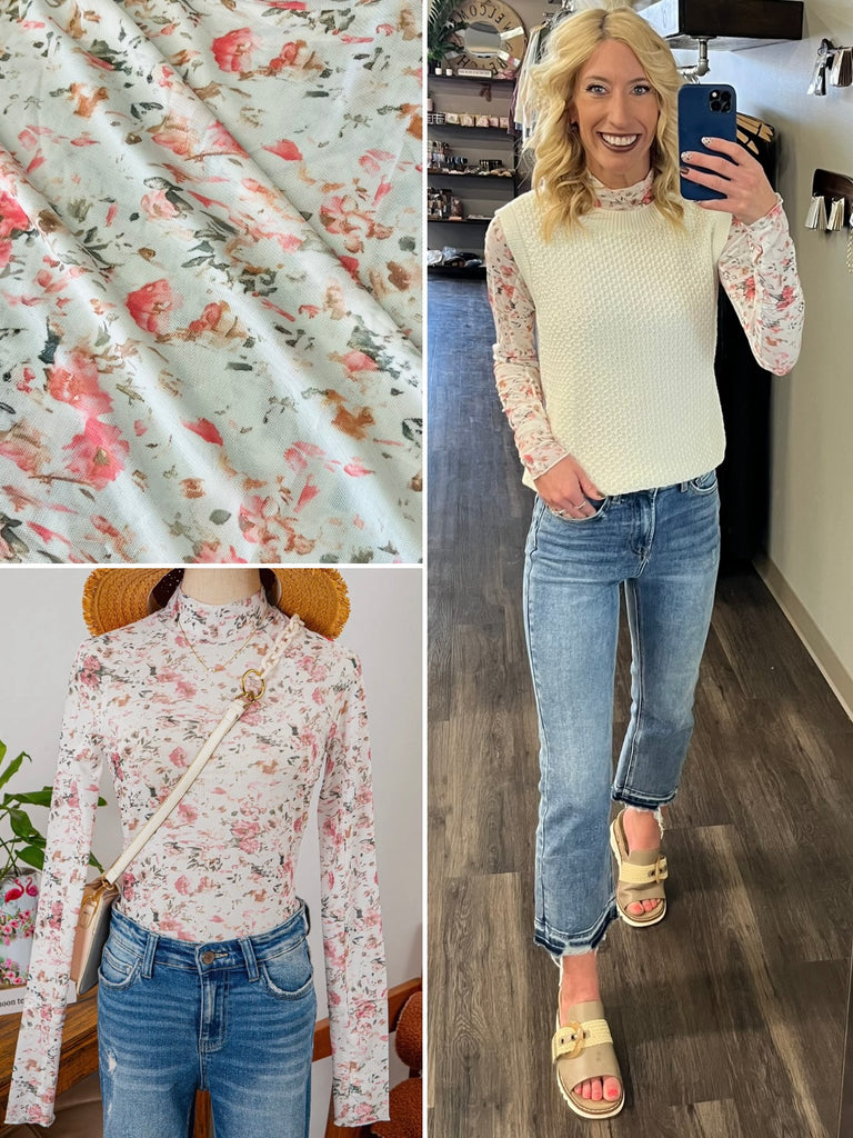 Avery Floral Mesh Top