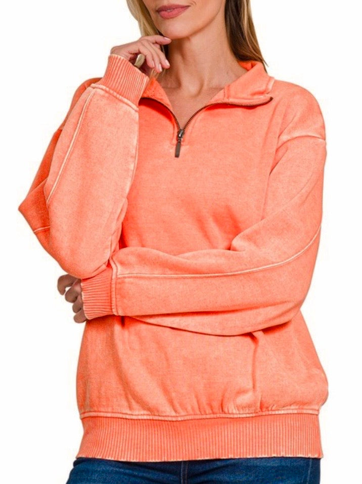 Jessa So-Soft 1/4 Zip Pullover - Coral