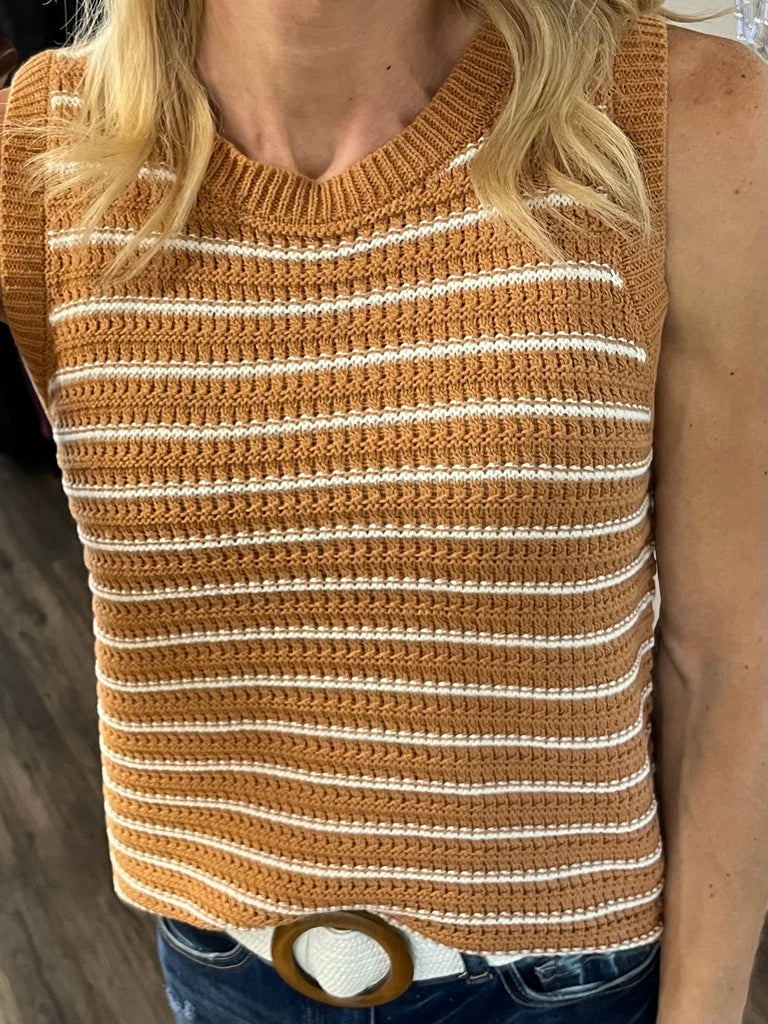 Kari Knit Sweater Tank - Caramel