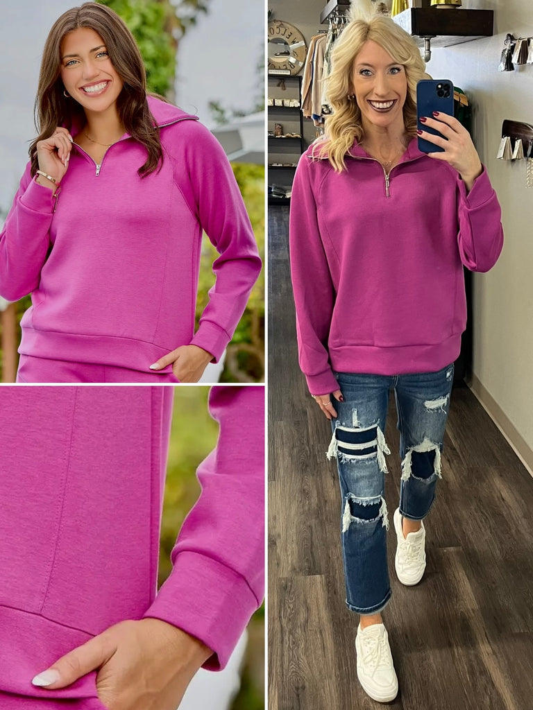 Hamptons 1/4 Zip - Magenta