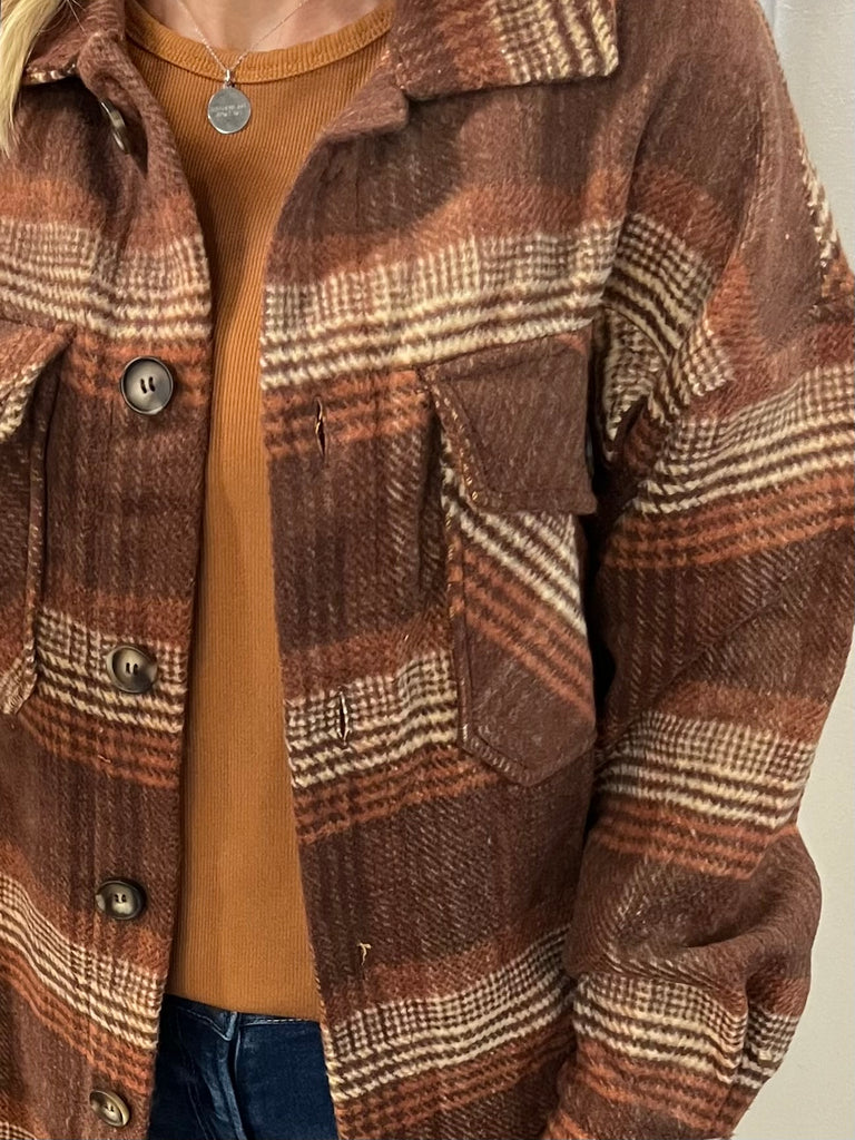 Marissa Plaid Shacket - Rust/Cream