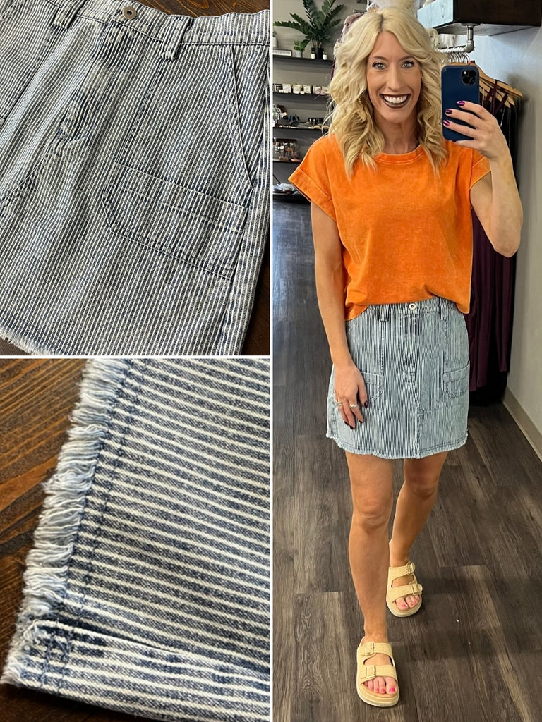 Mila Striped Denim Skirt