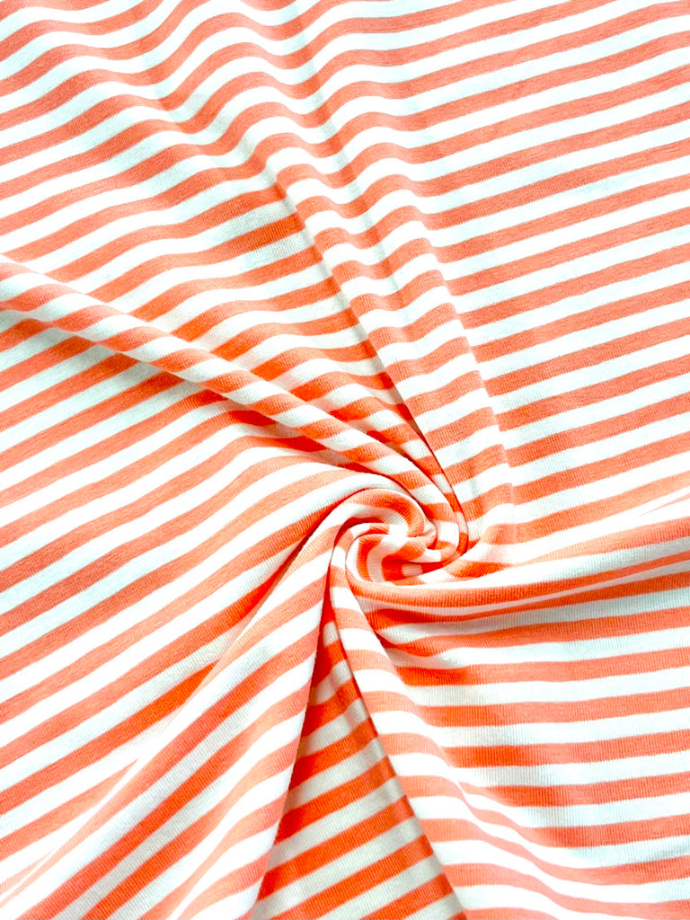 Penny Contrast Striped Loose Tee - Coral