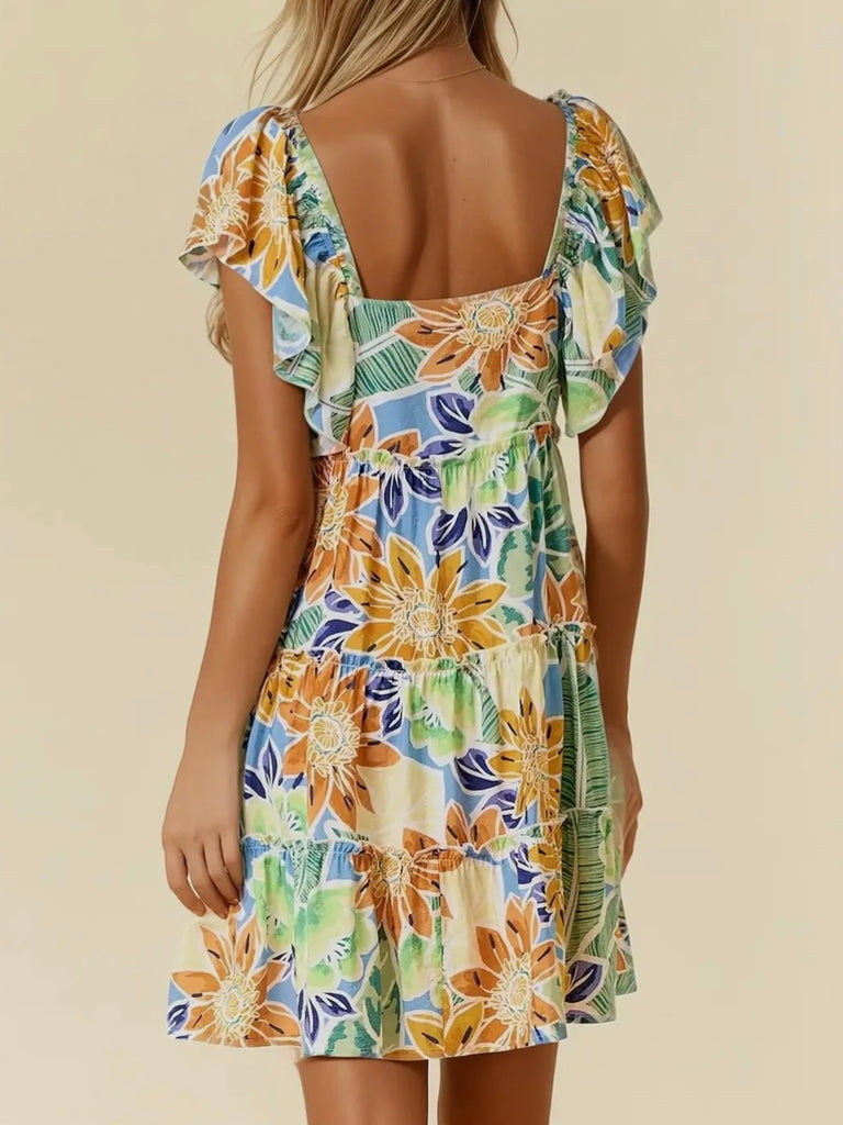 Shauna Floral Dress with Ruffle Sleeve