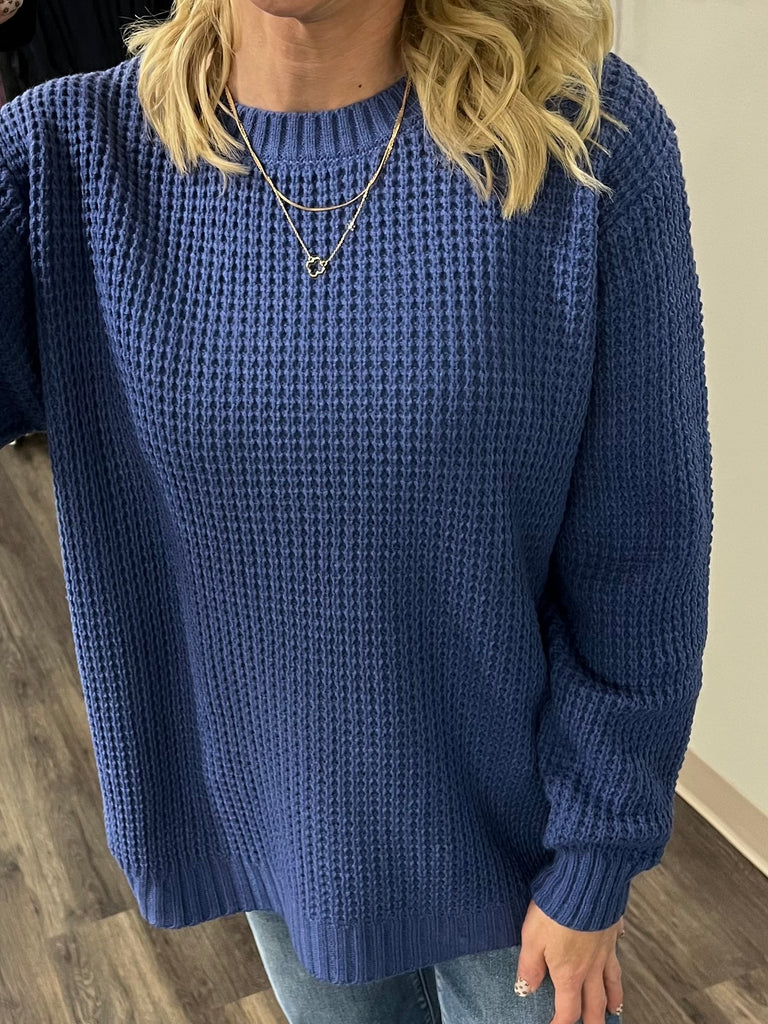 Terri Waffle Knit Sweater - Marlin