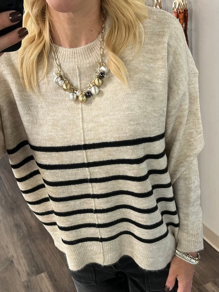Rayna Striped Sweater Cream/Black