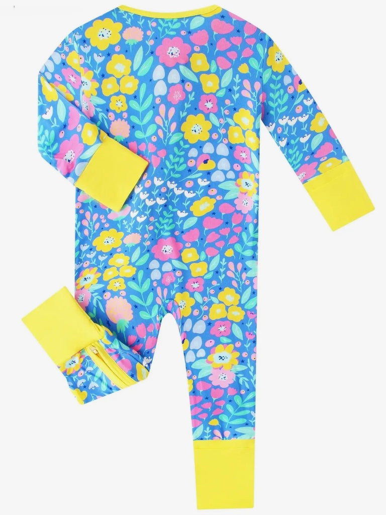 Reese Bamboo Zippy Romper - Garden Dreams