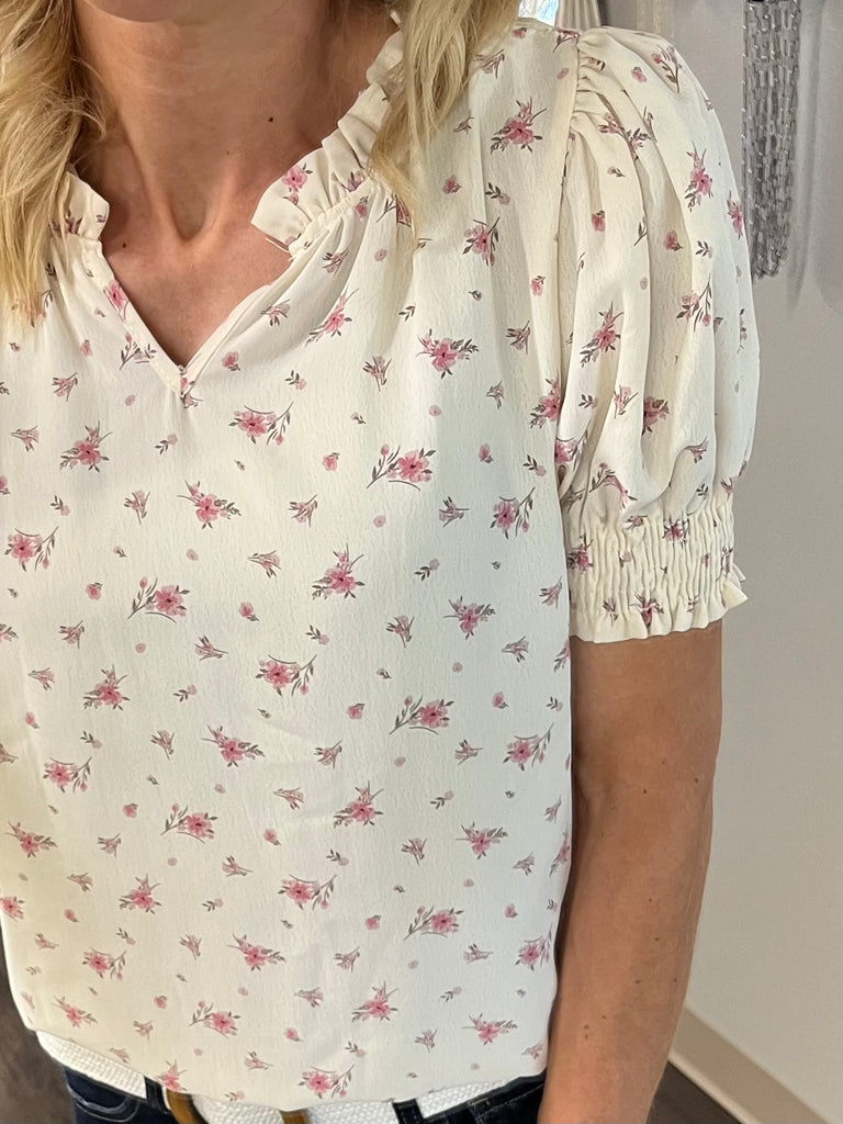 Lexi Smocked Sleeve Blouse - Floral