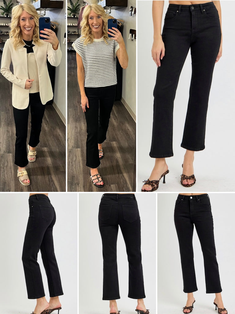 Michelle Black Straight Crops