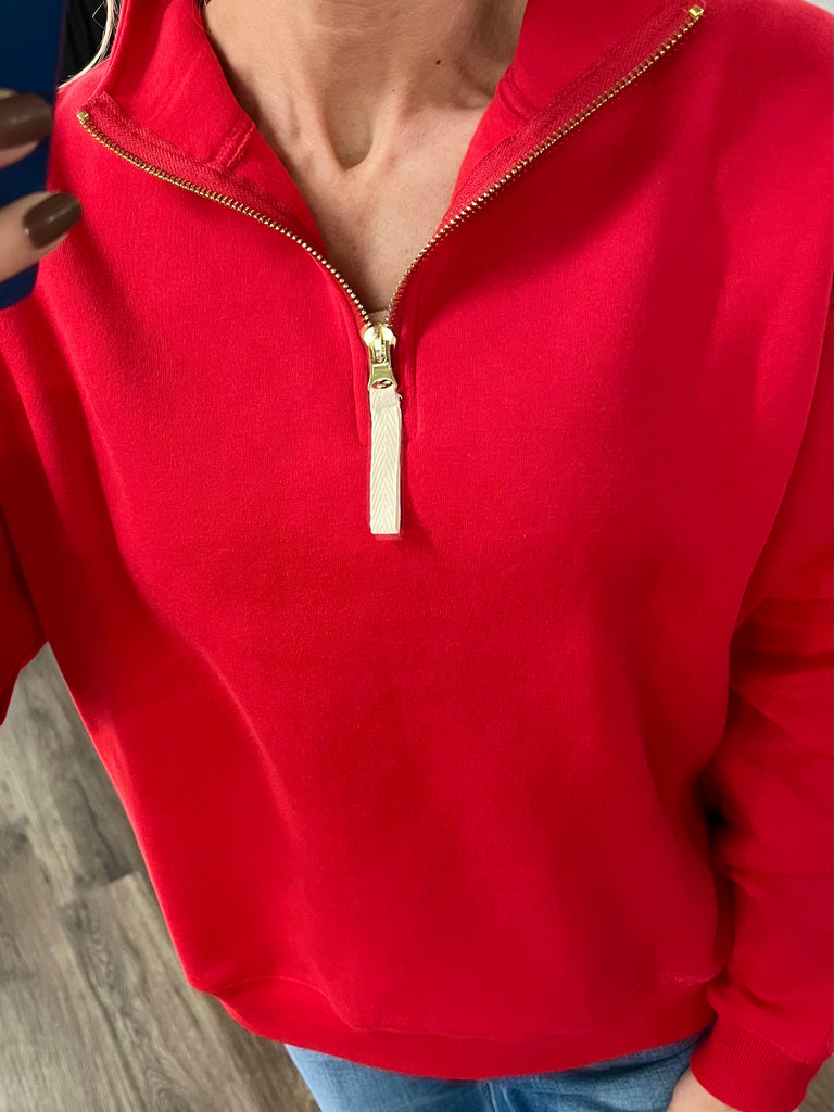Sam Gold Accent Quarter Zip - Red
