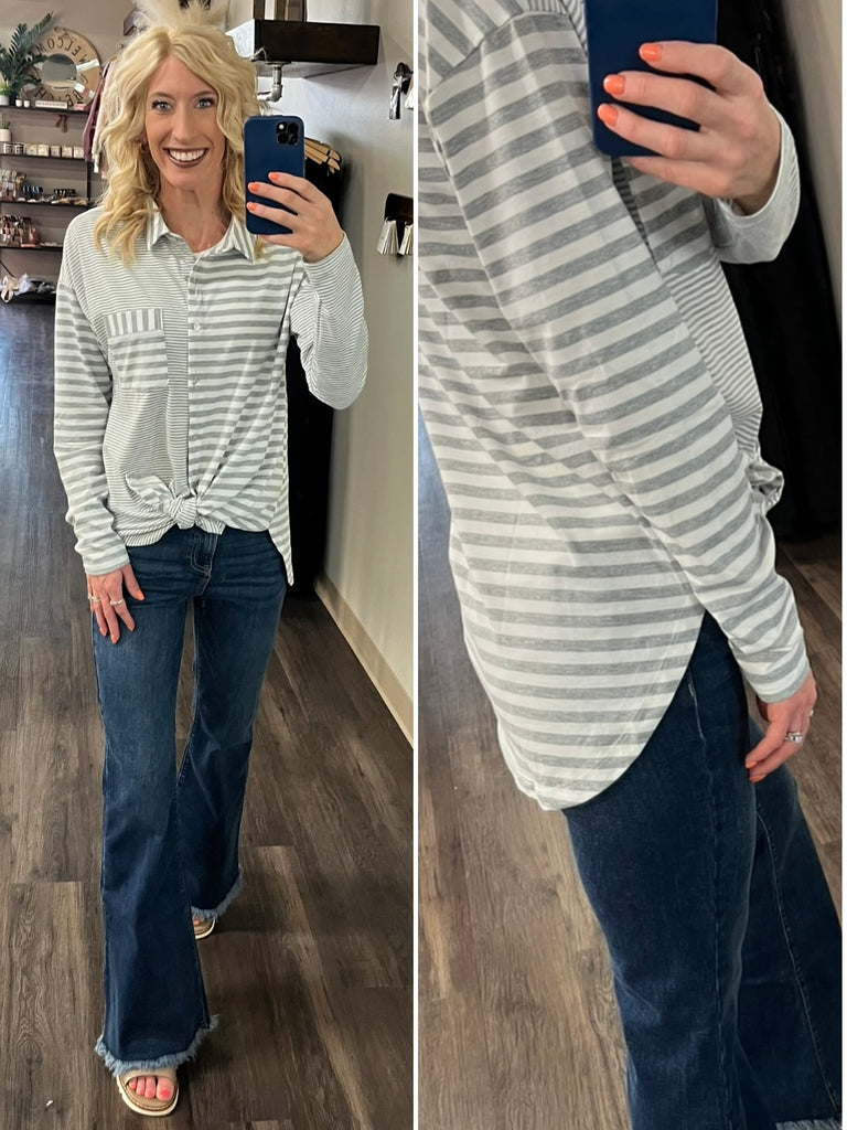 Melodie Mixed Stripe Button-Up